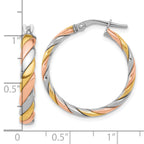 SS RH-plated with Gold and Rose-tone Polished Hoop Earrings