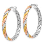 SS RH-plated with Gold and Rose-tone Polished Hoop Earrings