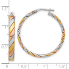 SS RH-plated with Gold and Rose-tone Polished Hoop Earrings