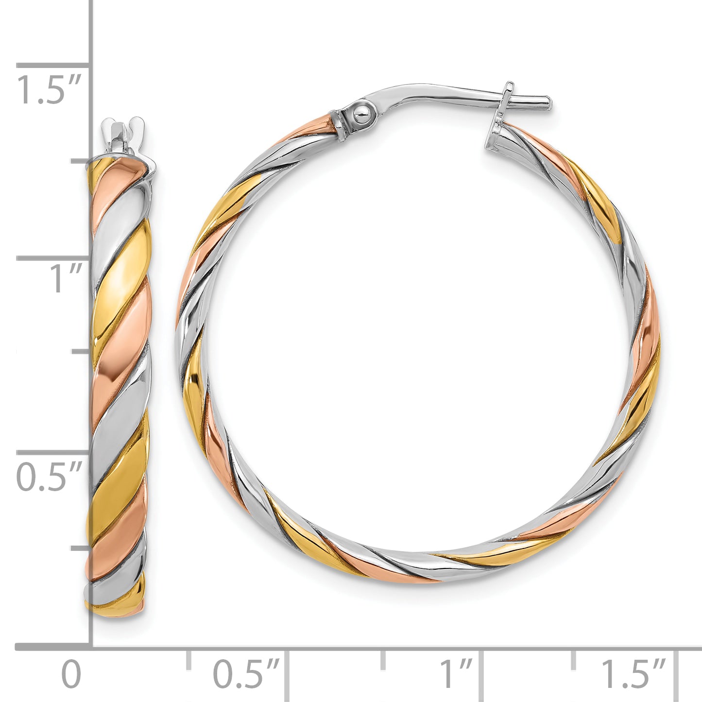 SS RH-plated with Gold and Rose-tone Polished Hoop Earrings