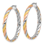 SS RH-plated with Gold and Rose-tone Polished Hoop Earrings