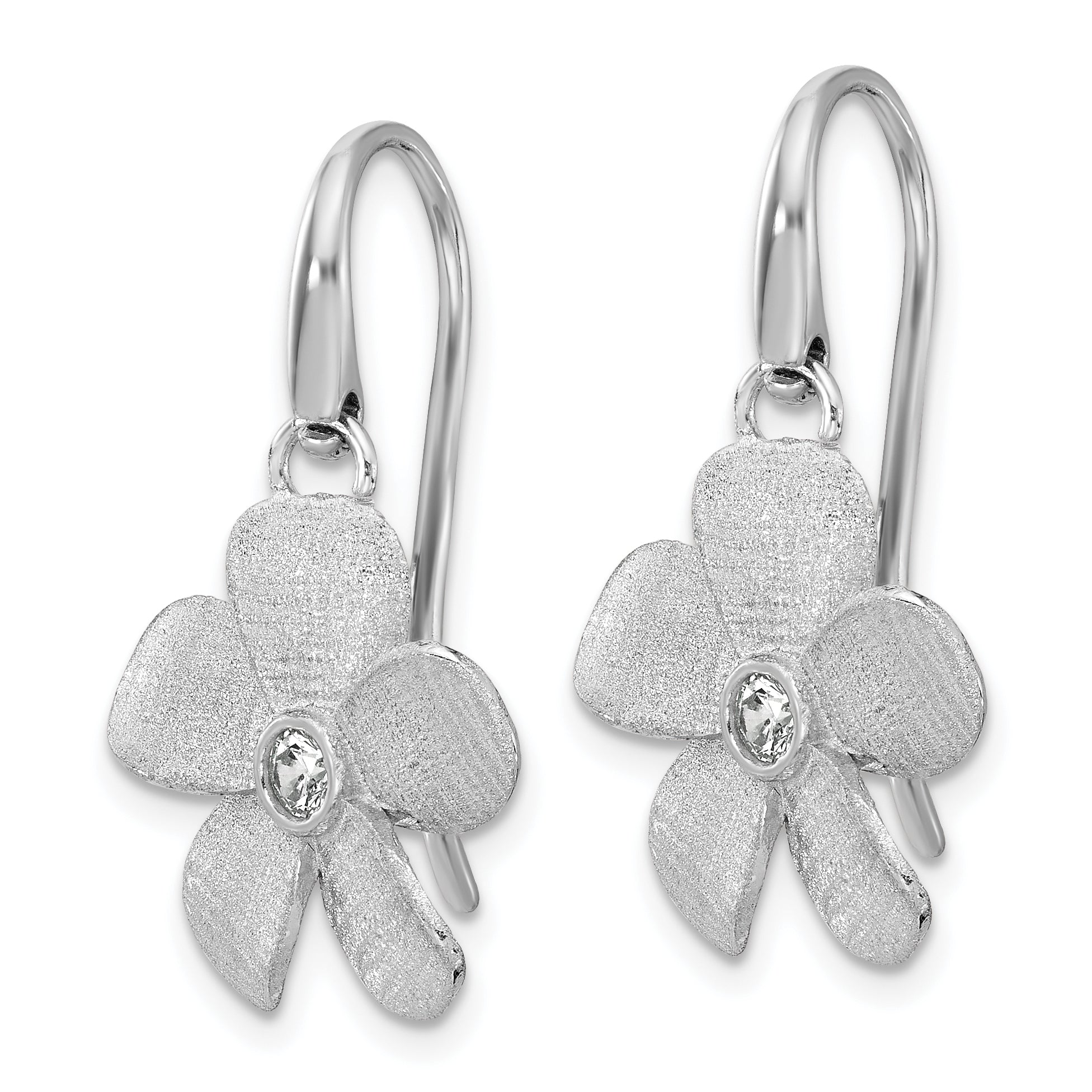 SS RH-plat Radiant Essence Pol/Scratch CZ Flower Earrings Secondary image