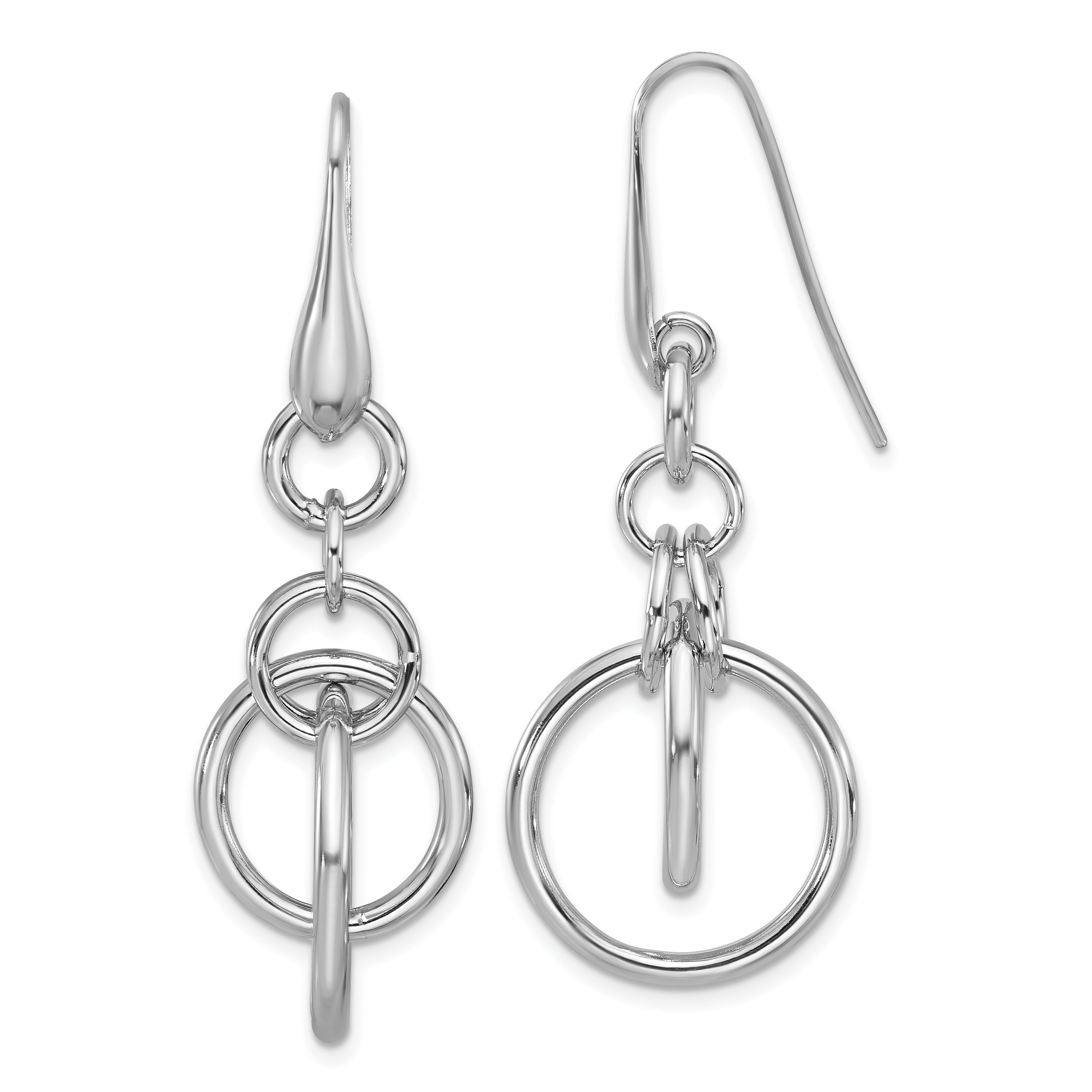 Sterling Silver Rhodium-plated Polished Circle Dangle Earrings Main image