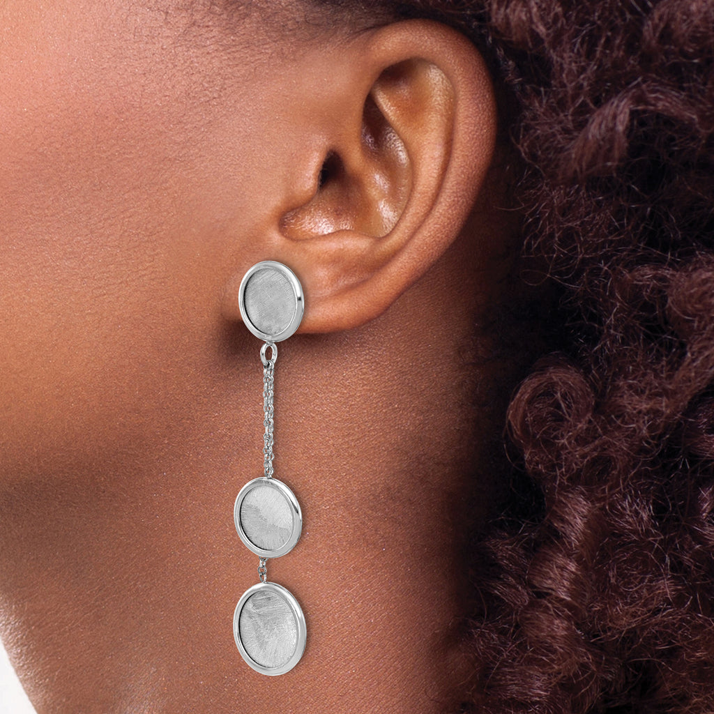 Sterling Silver Rh-plated Radiant Essence Polished/Scratch Earring
