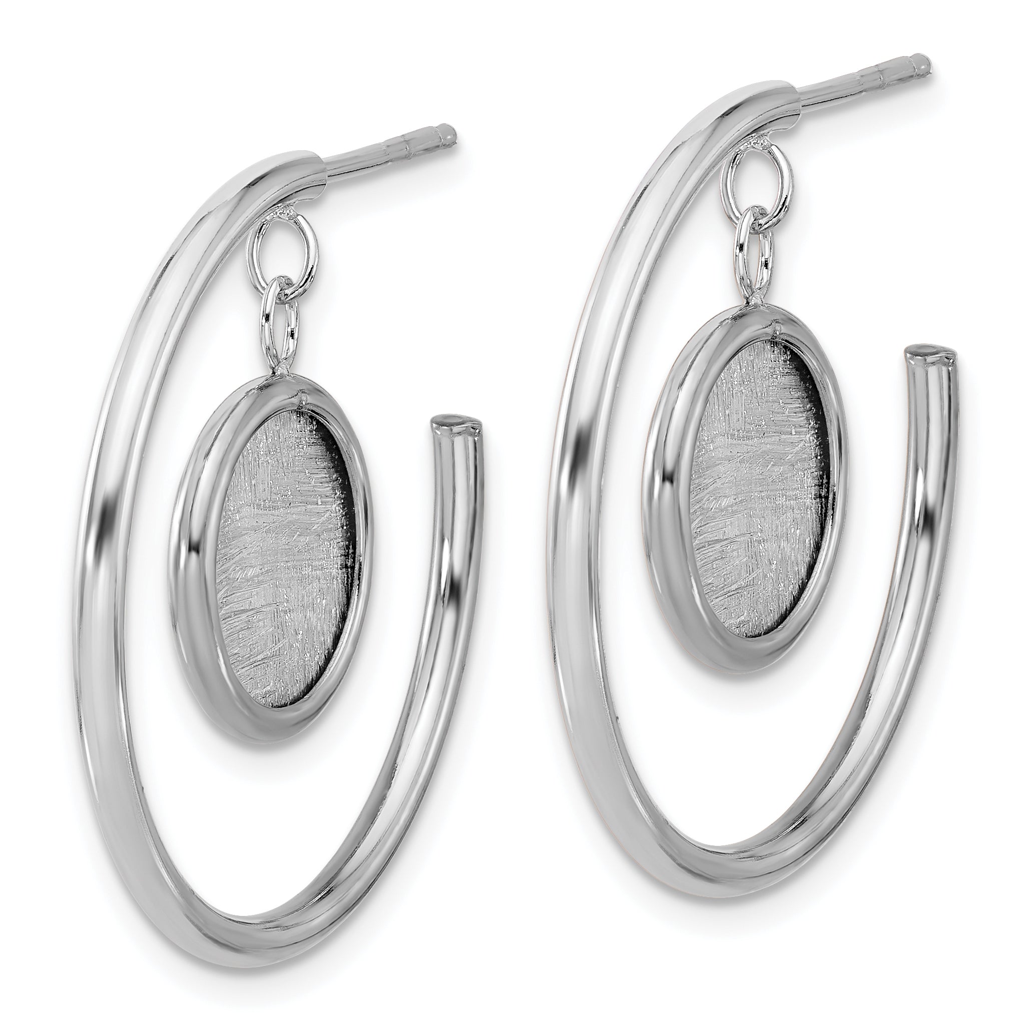 Sterling Silver Rh-plated Radiant Essence Polished/Scratch Earring Secondary image