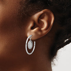 Sterling Silver Rh-plated Radiant Essence Polished/Scratch Earring