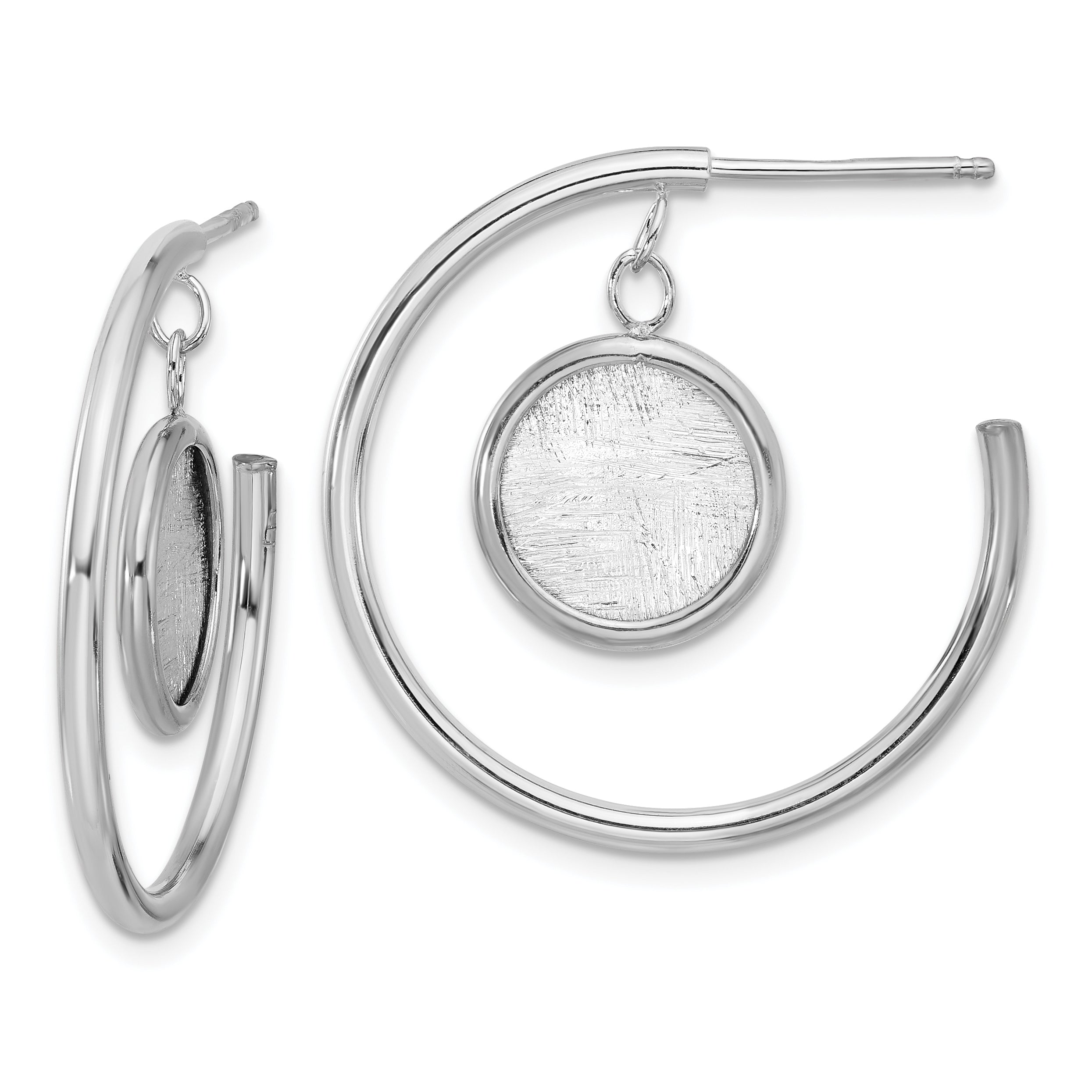 Sterling Silver Rh-plated Radiant Essence Polished/Scratch Earring Main image