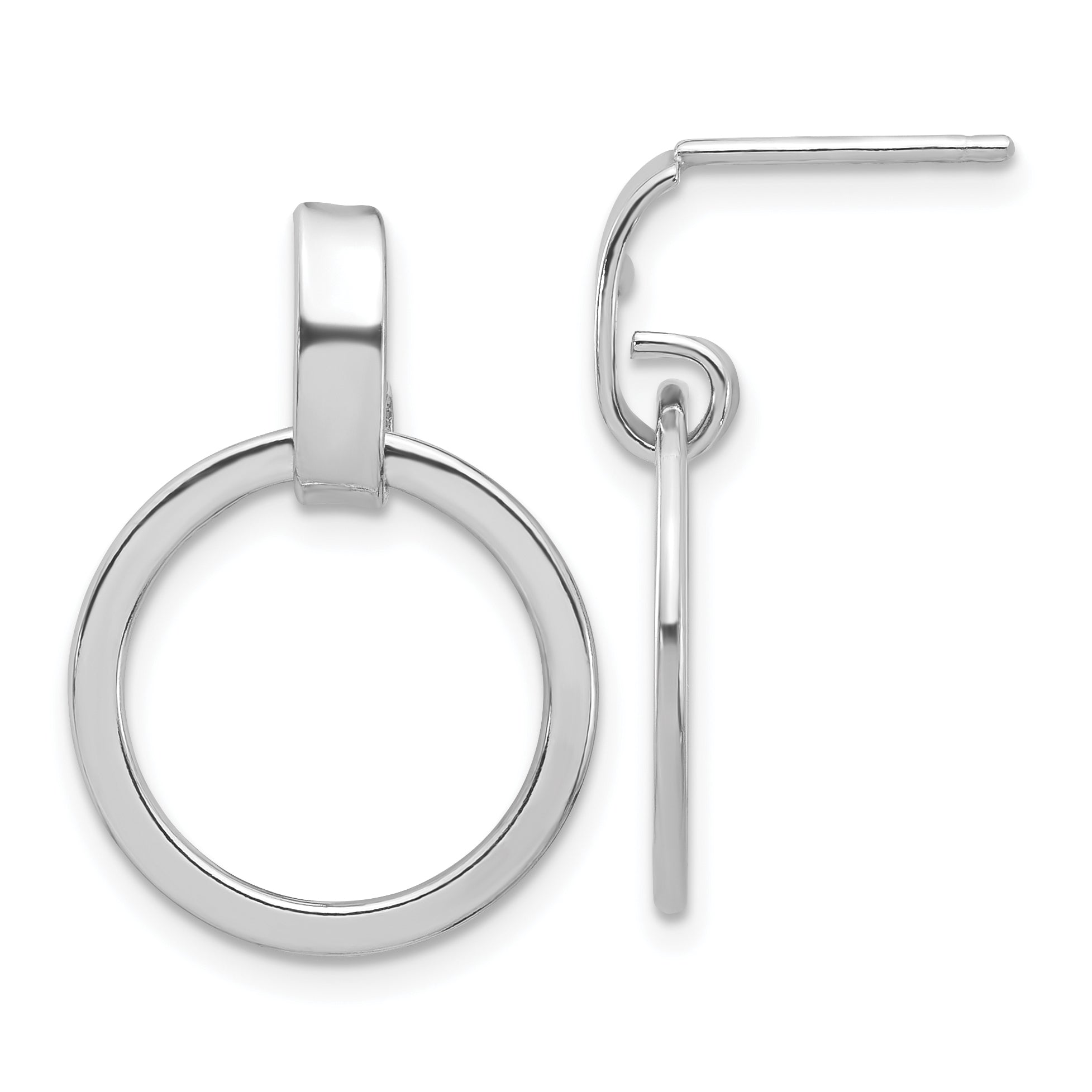 Sterling Silver Rhodium-plated Polished Circle Dangle Earrings Main image