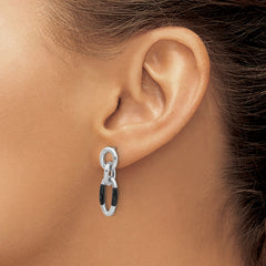 Sterling Silver Rhodium-plated with Enamel Dangle Post Earrings