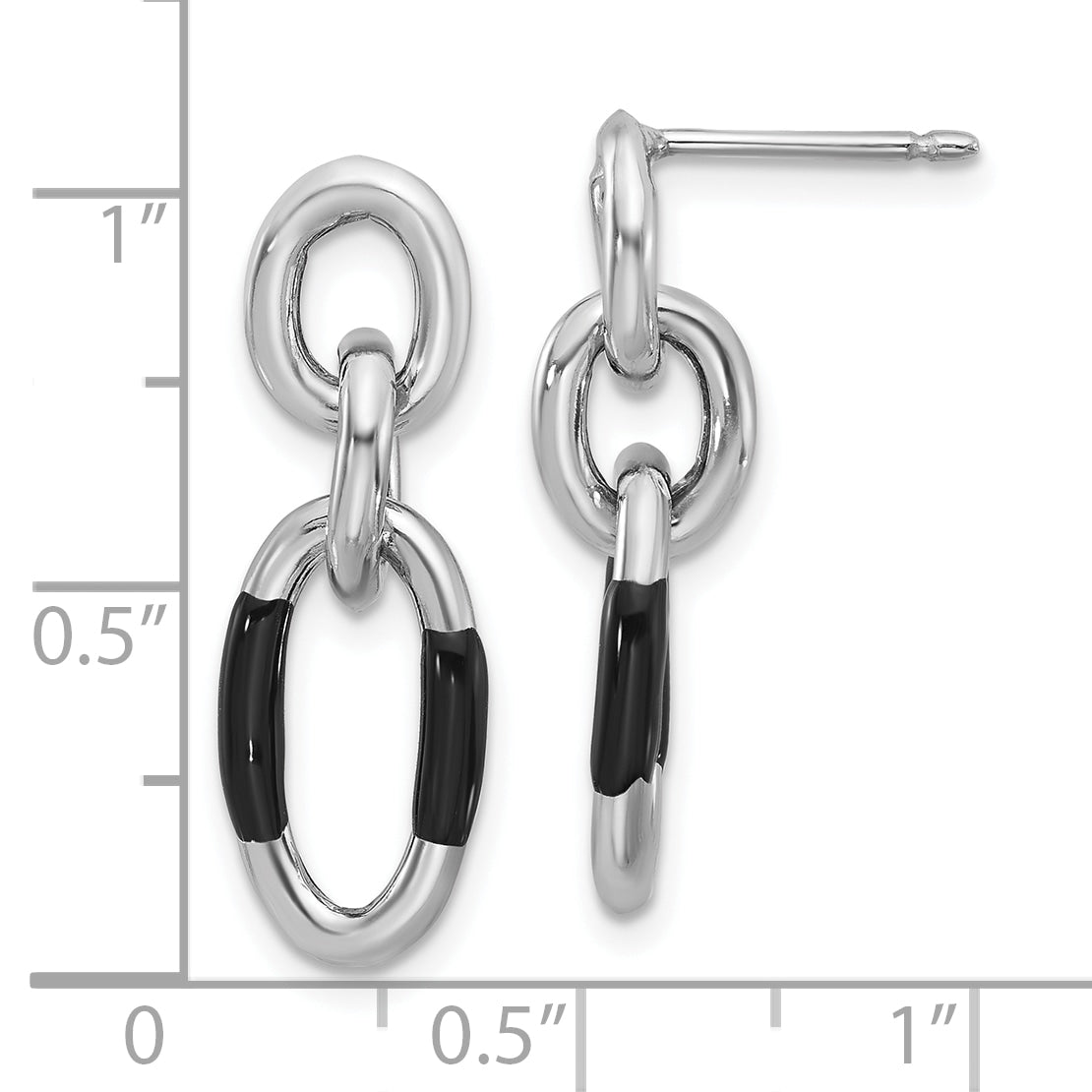 Sterling Silver Rhodium-plated with Enamel Dangle Post Earrings