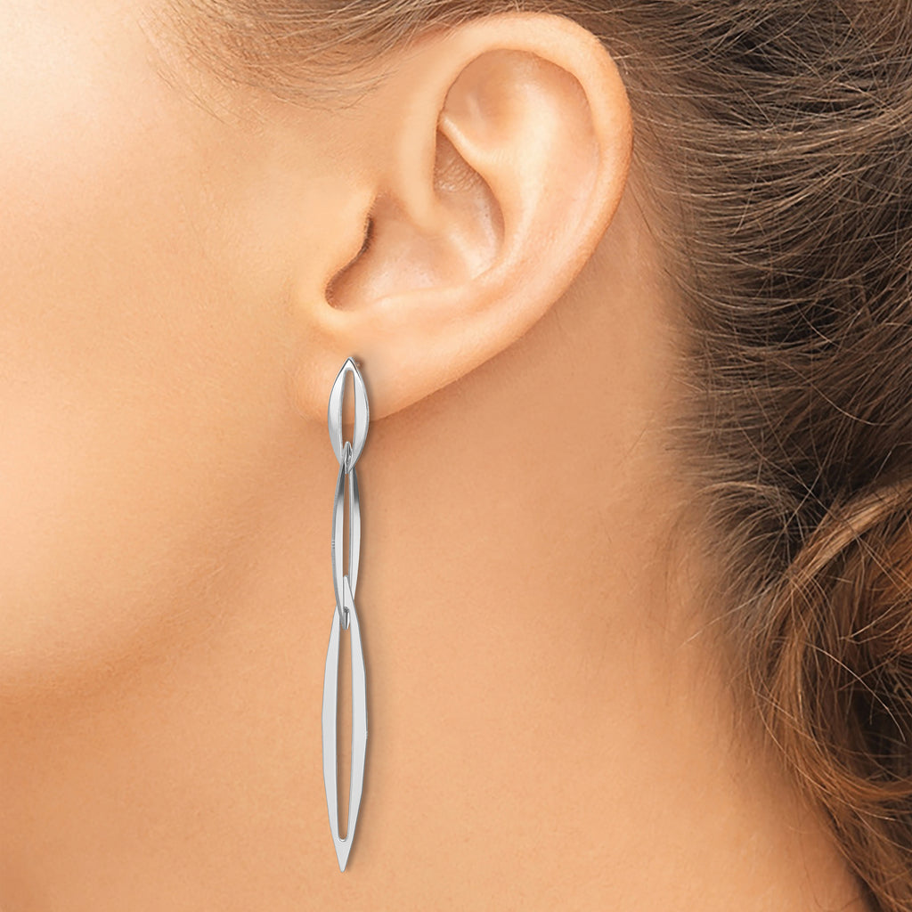 Sterling Silver Rhodium-plated Polished Post Dangle Earrings