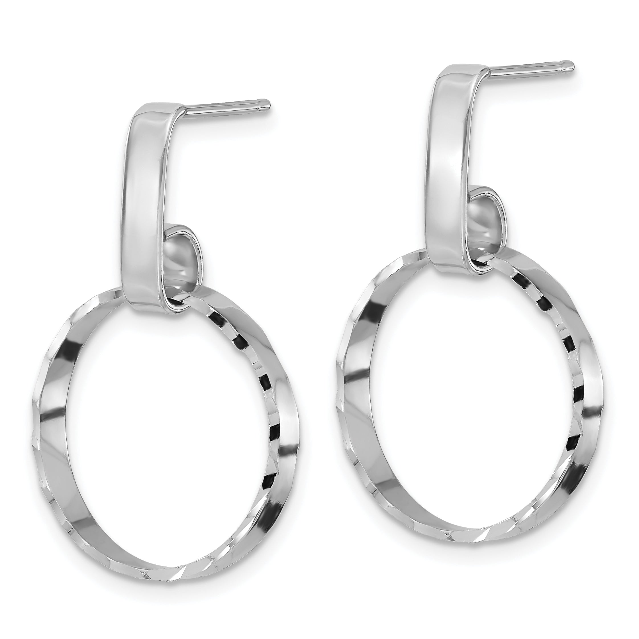 Sterling Silver Rhodium-plated D/C Circles Post Dangle Earrings Secondary image