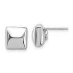 Sterling Silver Rh-plat Polished Hollow Puffed Square Post Earring