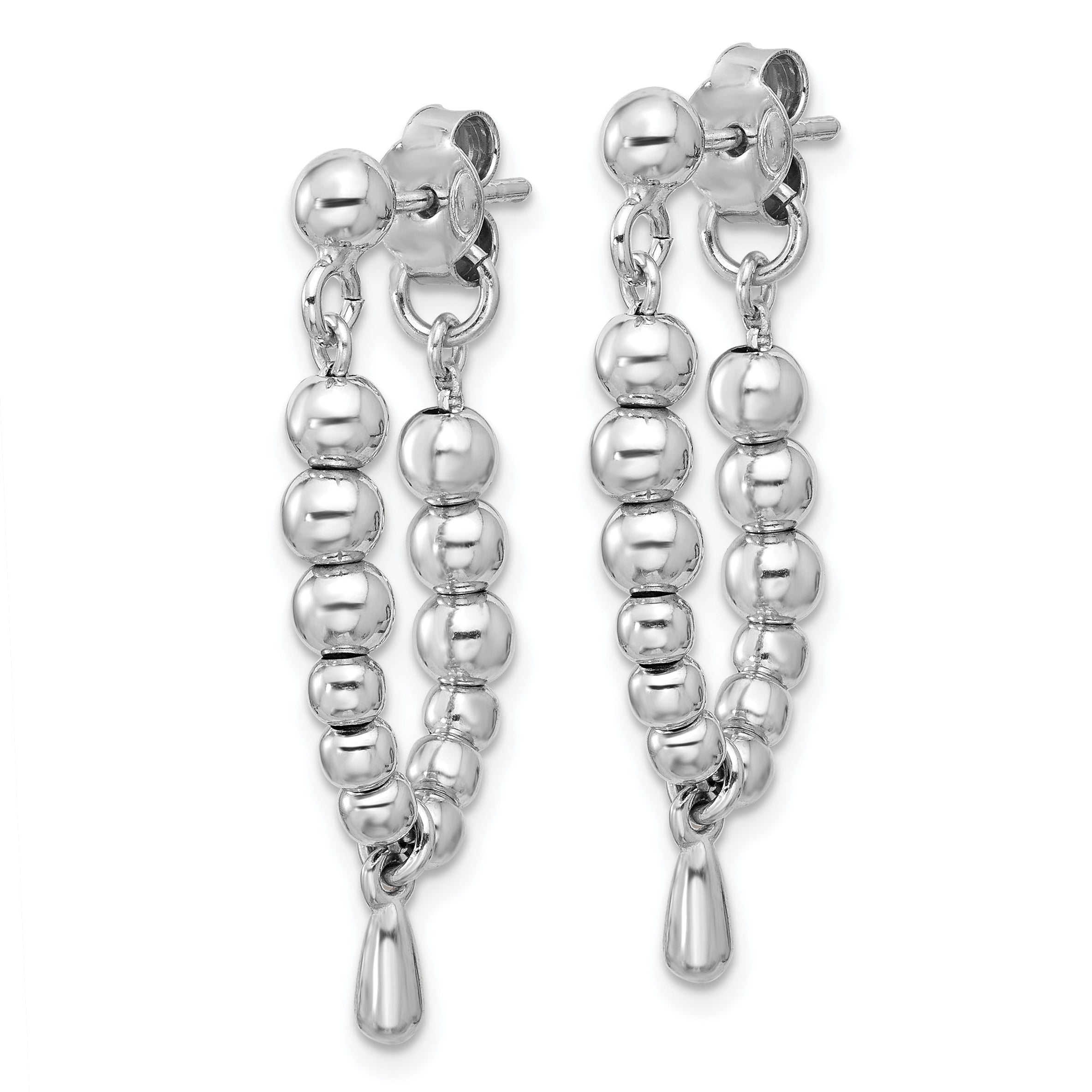 Sterling Silver RH-plated Ball Dangle Post Earrings Secondary image