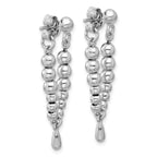 Sterling Silver RH-plated Ball Dangle Post Earrings