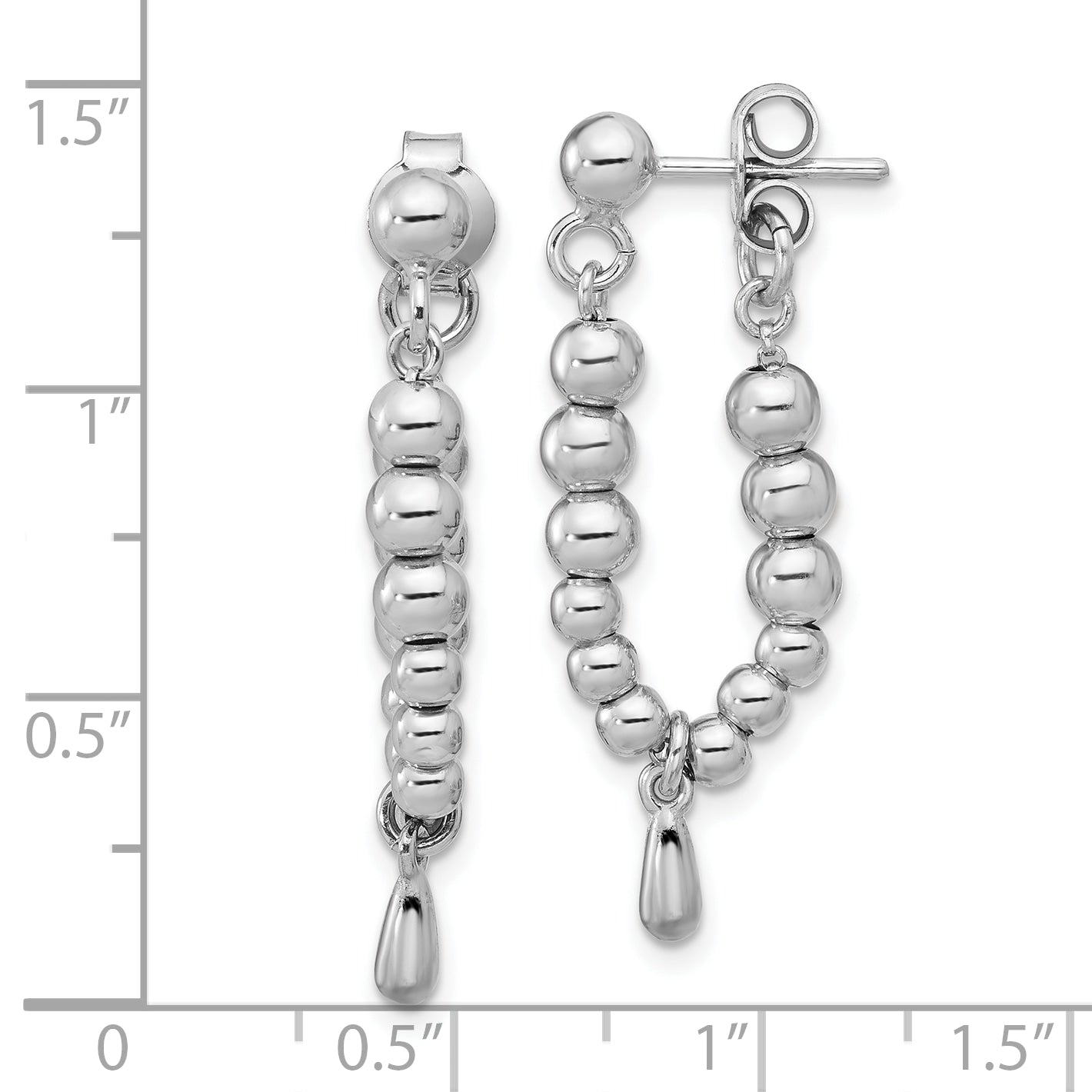 Sterling Silver RH-plated Ball Dangle Post Earrings