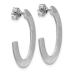Sterling Silver RH-plated Scratch Finish J-Hoop Post Earrings