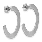 Sterling Silver RH-plated Scratch Finish J-Hoop Post Earrings