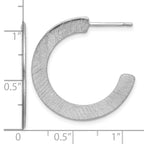 Sterling Silver RH-plated Scratch Finish J-Hoop Post Earrings