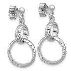 SS RH-plat Polished / Dia-cut Circle Link Dangle Post Earrings
