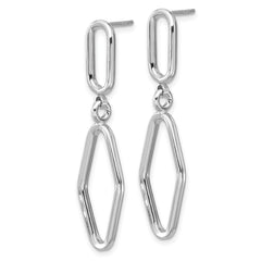 Sterling Silver RH-plat Polish Geometric Dangle Post Earrings