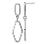 Sterling Silver RH-plat Polish Geometric Dangle Post Earrings