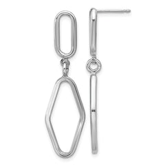 Sterling Silver RH-plat Polish Geometric Dangle Post Earrings
