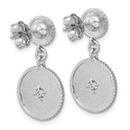 SS RH-plat CZ Polished/Grooved Circle Dangle Post Earrings