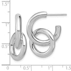 Sterling Silver RH-plated Polished Circle Drop Post Earrings