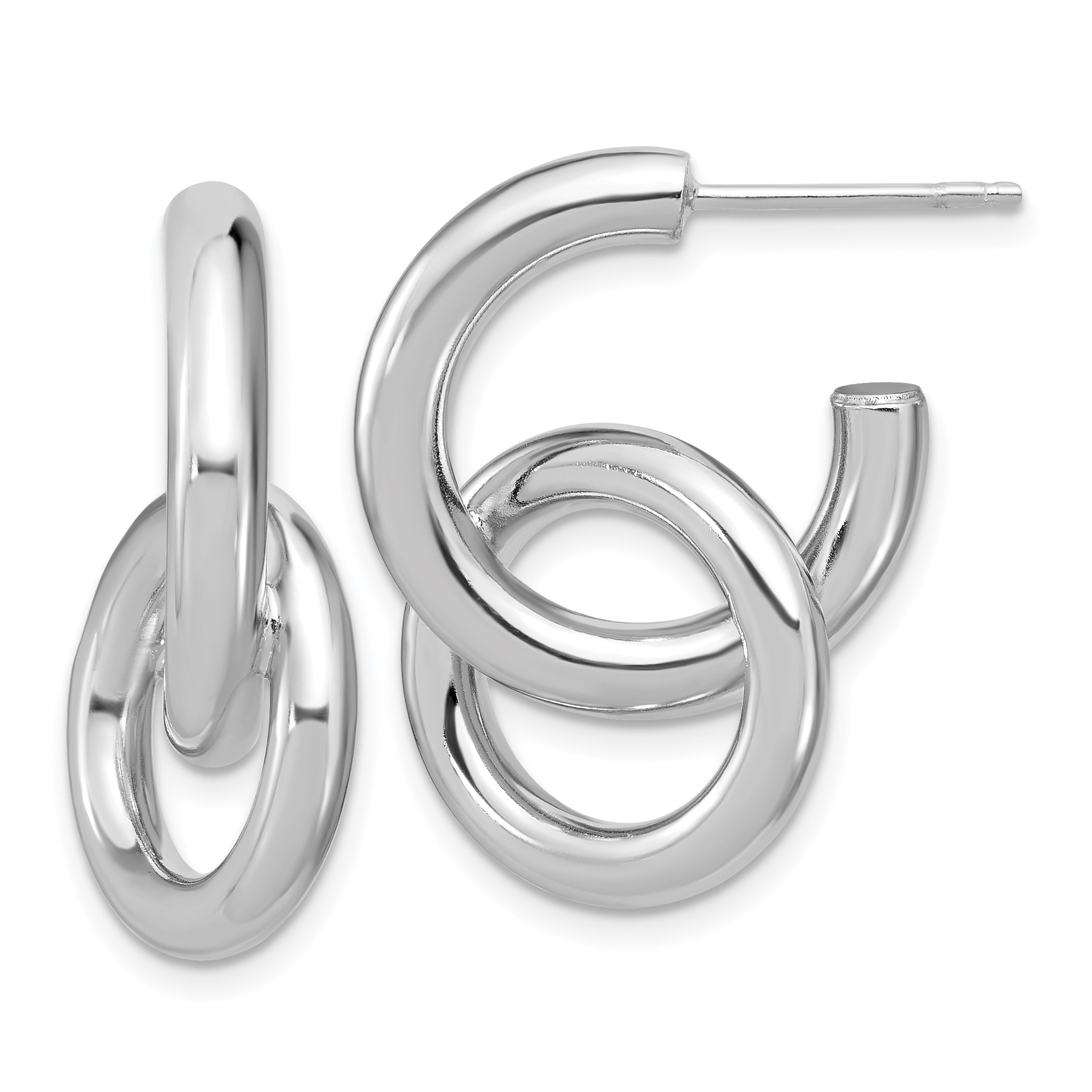 Sterling Silver RH-plated Polished Circle Drop Post Earrings Main image