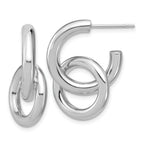 Sterling Silver RH-plated Polished Circle Drop Post Earrings