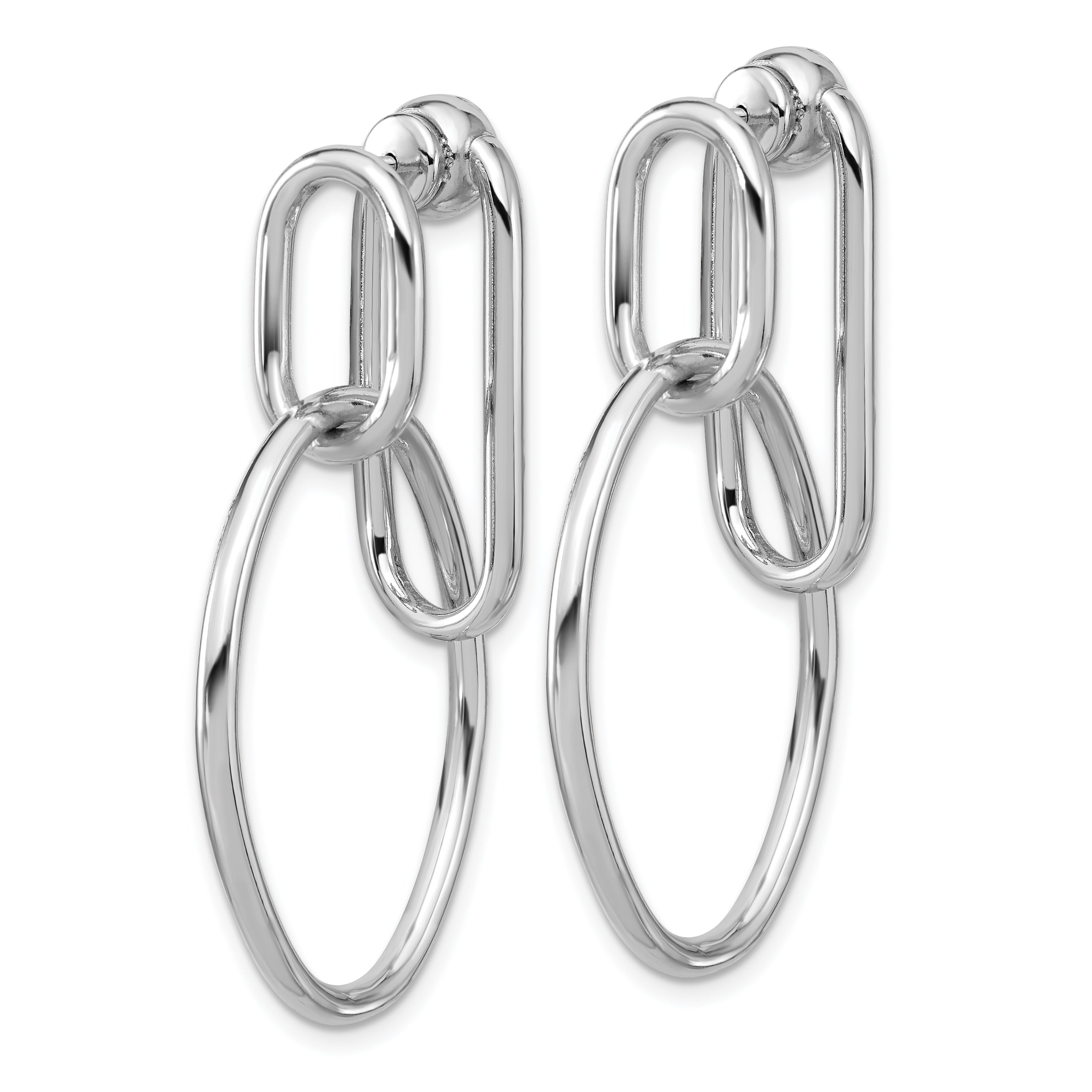 SS RH-plated Polished Front/Back Oval Dangle Post Earrings Secondary image