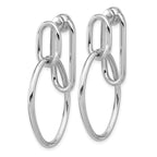 SS RH-plated Polished Front/Back Oval Dangle Post Earrings