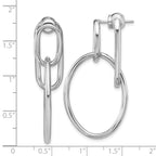 SS RH-plated Polished Front/Back Oval Dangle Post Earrings