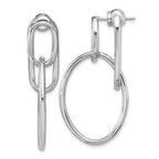 SS RH-plated Polished Front/Back Oval Dangle Post Earrings