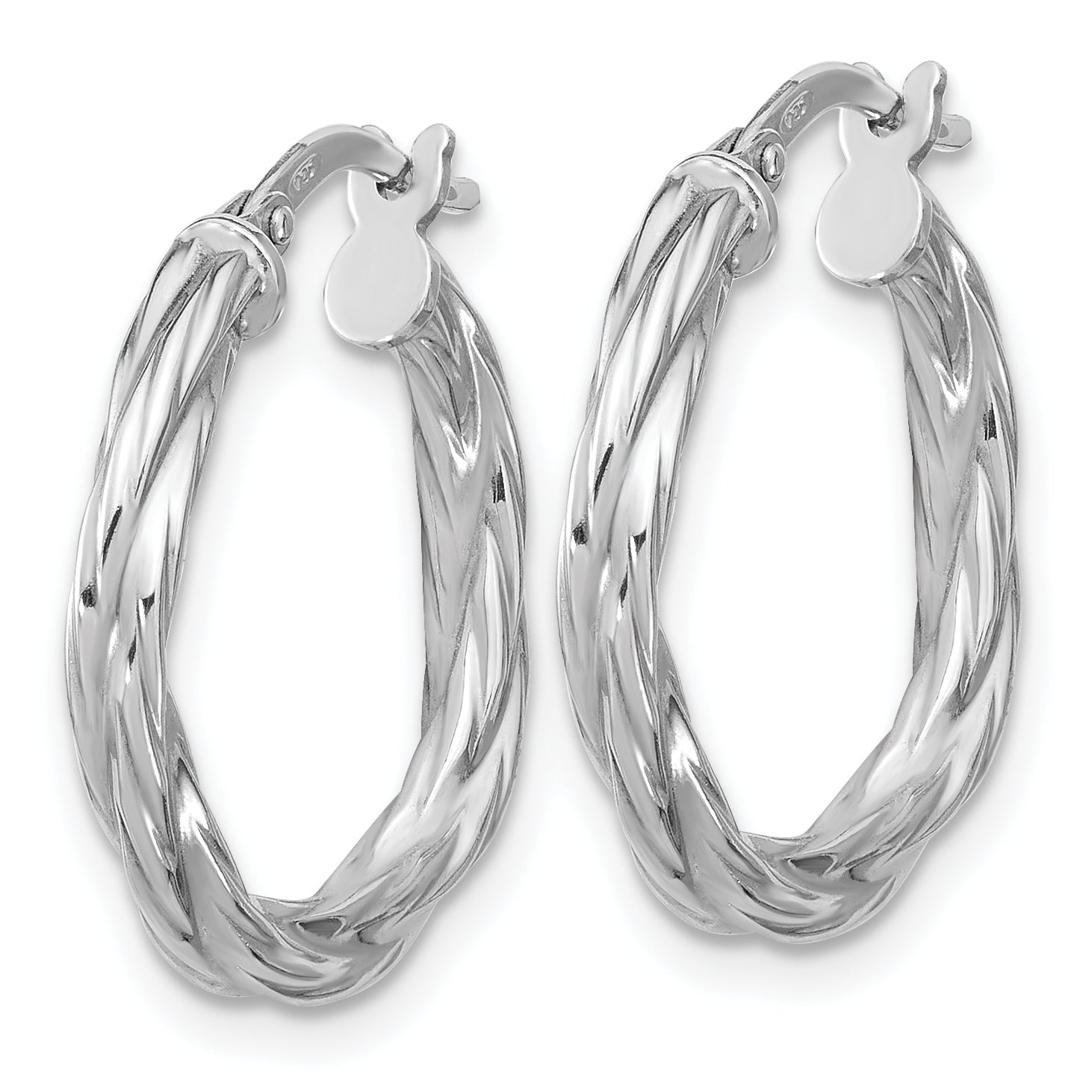 Sterling Silver RH-plated Polished Twisted Hoop Earrings