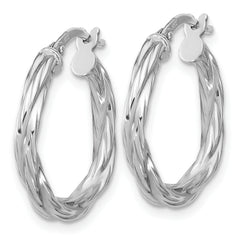Sterling Silver RH-plated Polished Twisted Hoop Earrings
