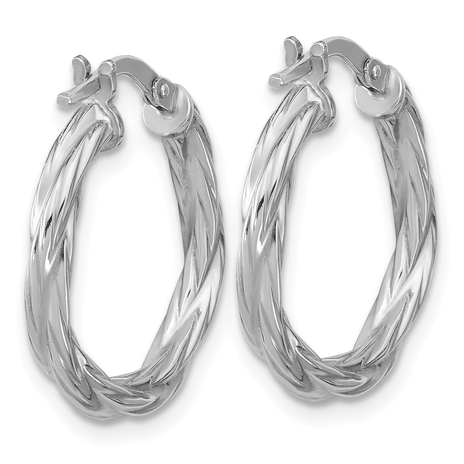 Sterling Silver RH-plated Polished Twisted Hoop Earrings