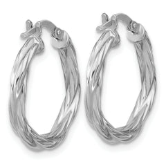 Sterling Silver RH-plated Polished Twisted Hoop Earrings