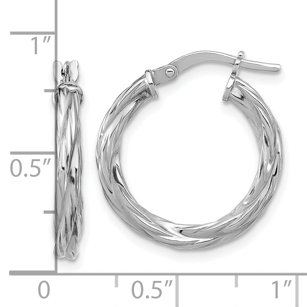 Sterling Silver RH-plated Polished Twisted Hoop Earrings