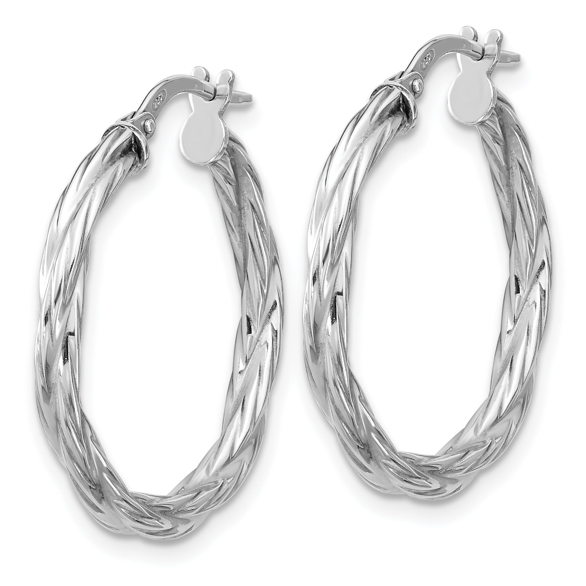 Sterling Silver RH-plated Polished Twisted Hoop Earrings Secondary image