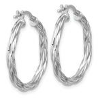 Sterling Silver RH-plated Polished Twisted Hoop Earrings