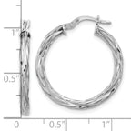 Sterling Silver RH-plated Polished Twisted Hoop Earrings