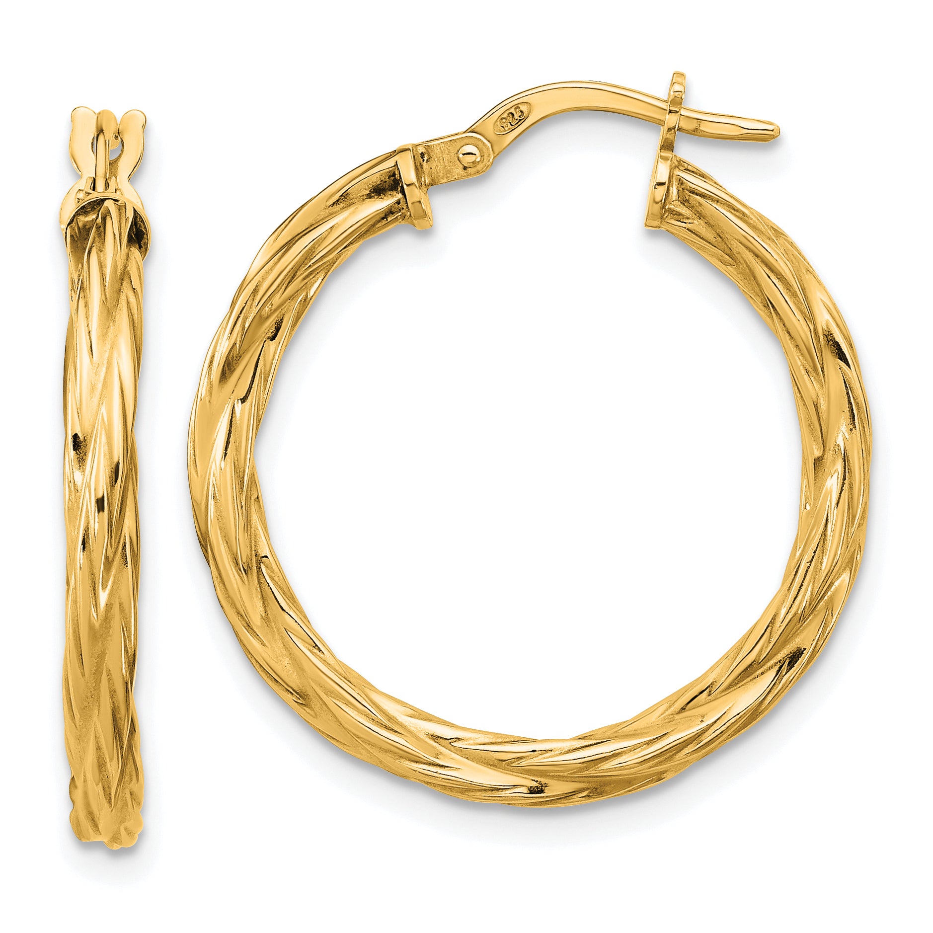 Sterling Silver Gold-plated Polished Twisted Hoop Earrings