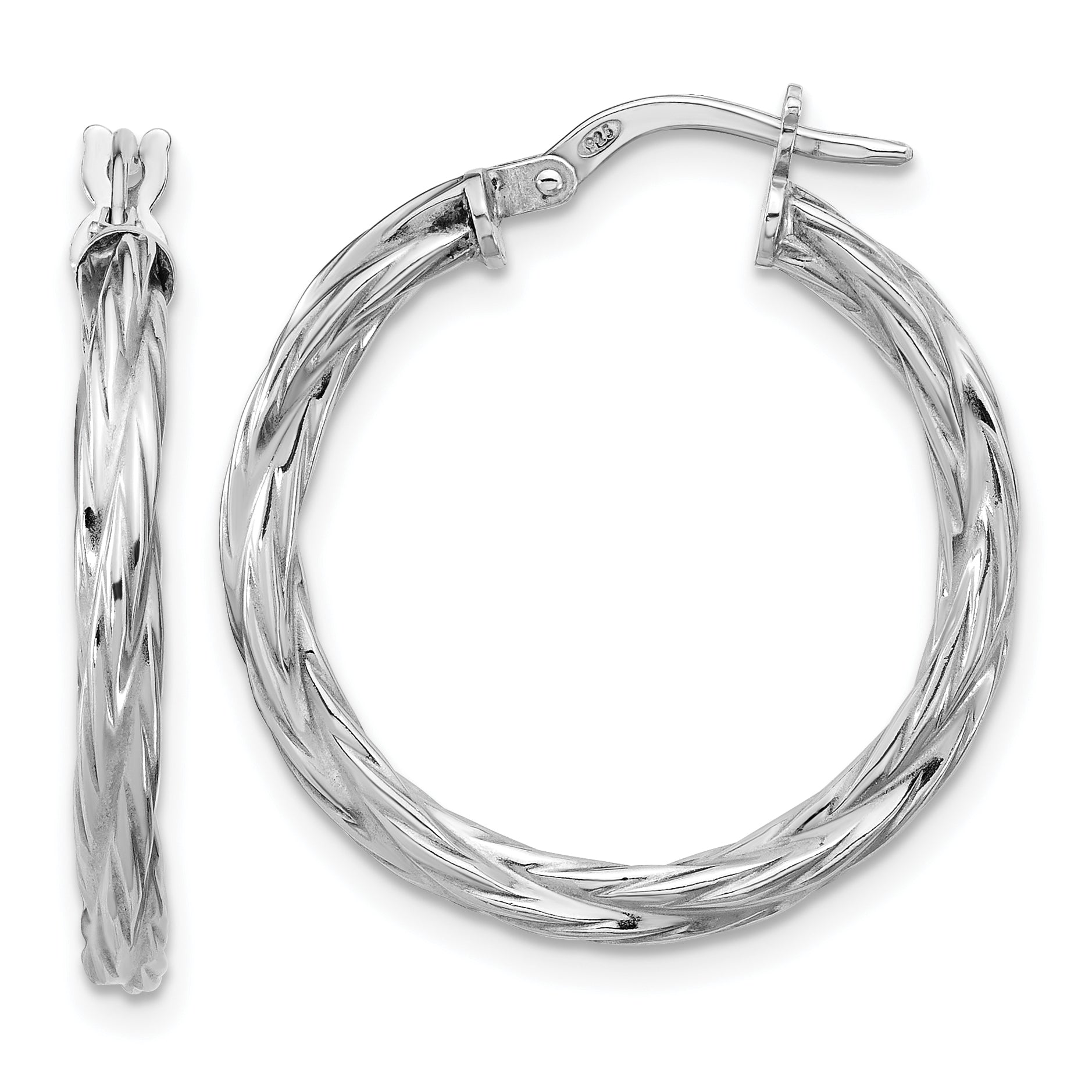 Sterling Silver RH-plated Polished Twisted Hoop Earrings Main image