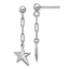 SS RH-plated Polished Star Link Dangle Post Earrings