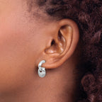 Sterling Silver RH-plat Polish/Brush Dangle Post Earrings