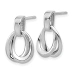 SS RH-plated Polished/Brushed Ovals Dangle Post Earrings