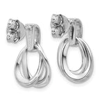SS RH-plated Polished/Brushed Ovals Dangle Post Earrings