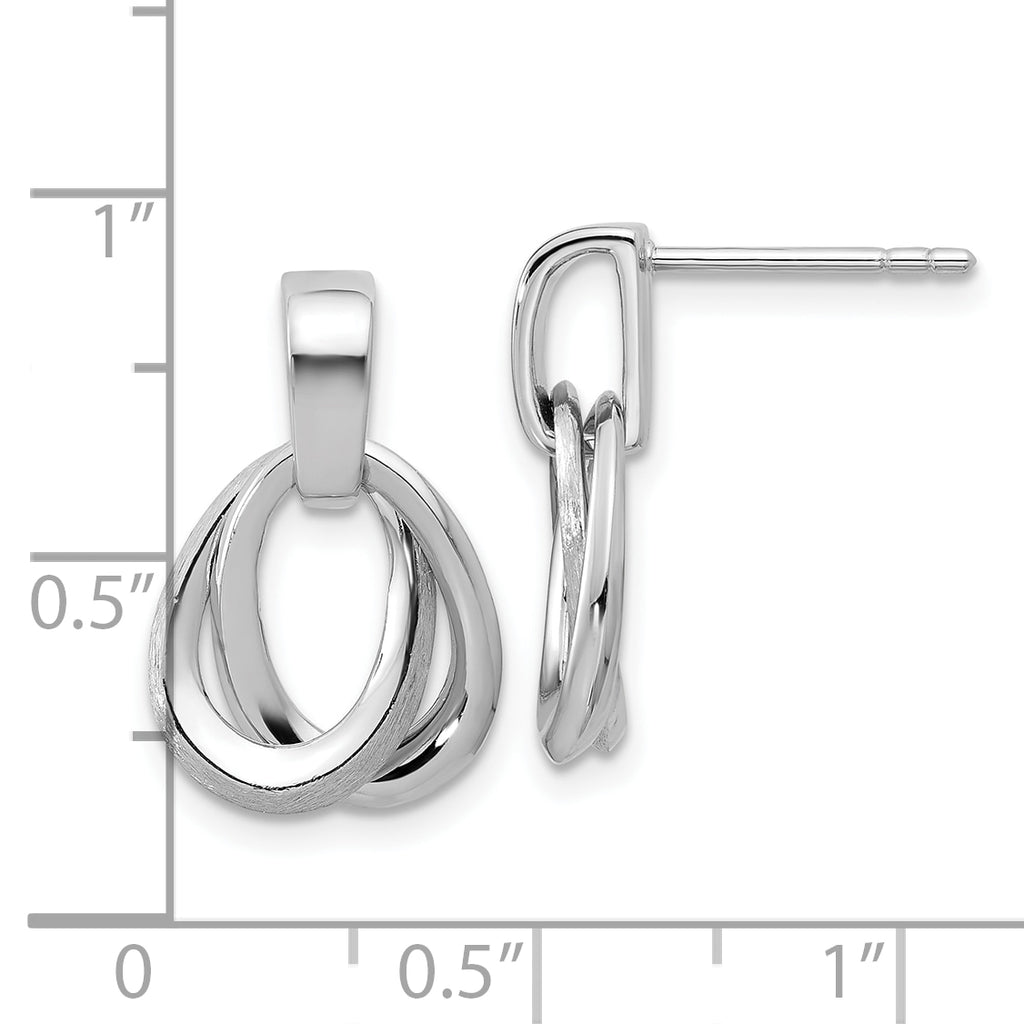 SS RH-plated Polished/Brushed Ovals Dangle Post Earrings